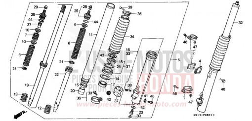FOURCHETTE AVANT (XR250RG/RH/RJ/RK/RL/RM) XR250RM de 1991